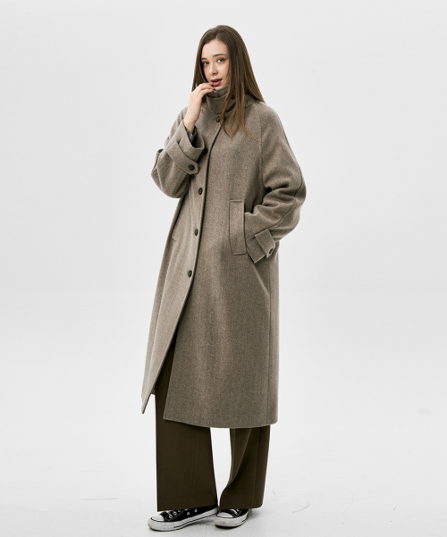 Herringbone Wool Coat_MELANGE BEIGE