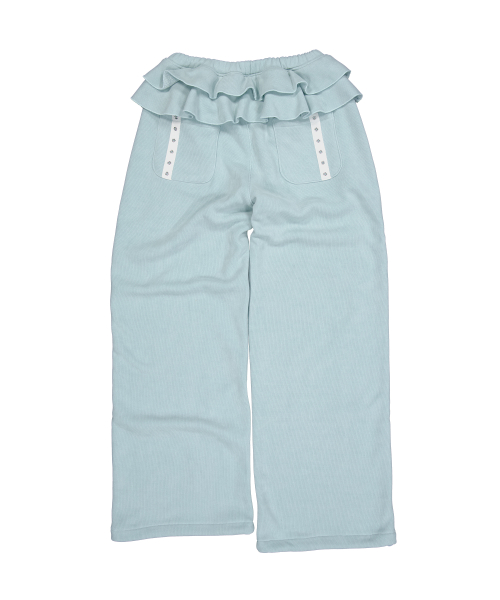 FRILL EYELET SWEATPANTS / BABY BLUE