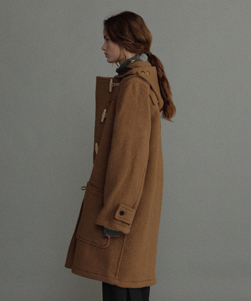 WOMENS LONG ORIGINAL DUFFLE COAT WITH WOODEN - CAMEL