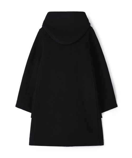 WOMENS CLASSIC HERRINGBONE DUFFLE COAT WITH HORN - BLACK
