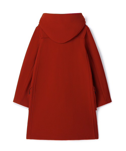 WOMENS CLASSIC HERRINGBONE DUFFLE COAT WITH HORN - RED