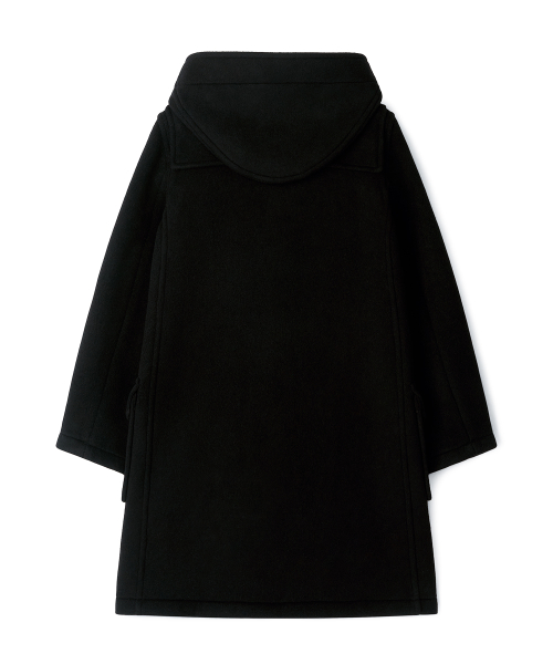 WOMENS CLASSIC FIT DUFFLE COAT WITH WOODEN - BLACK