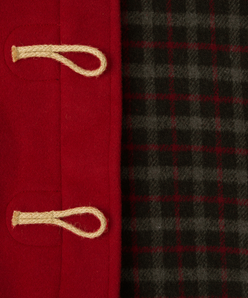 WOMENS CLASSIC FIT DUFFLE COAT WITH WOODEN - RED