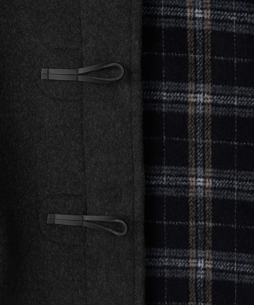 WOMENS CLASSIC FIT DUFFLE COAT WITH HORN - CHARCOAL