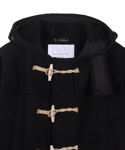 SHORT ORIGINAL DUFFLE COAT WITH WOODEN - BLACK