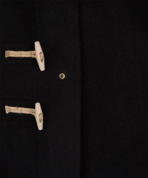 SHORT ORIGINAL DUFFLE COAT WITH WOODEN - BLACK