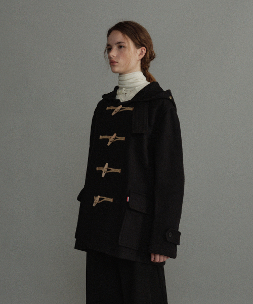 MELTON UTILITY DUFFLE COAT - NAVY