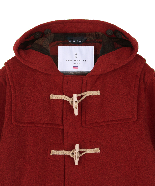 CLASSIC FIT DUFFLE COAT WITH WOODEN - BURNT ORANGE
