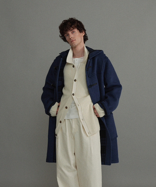 CLASSIC FIT DUFFLE COAT WITH HORN - ROYAL BLUE