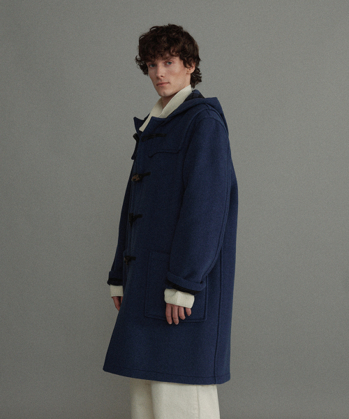 CLASSIC FIT DUFFLE COAT WITH HORN - ROYAL BLUE