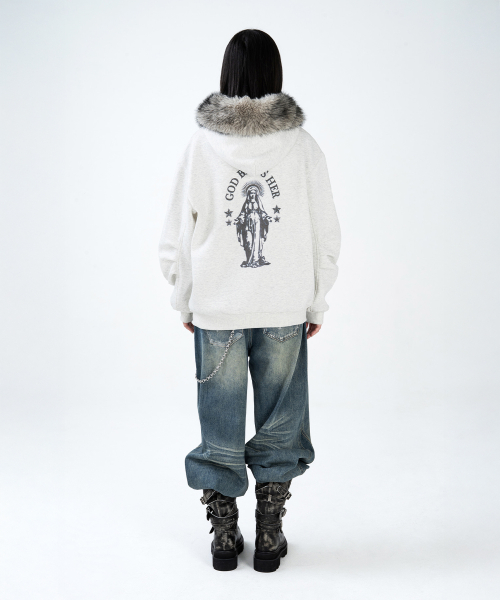 Fur Zip-up Melange