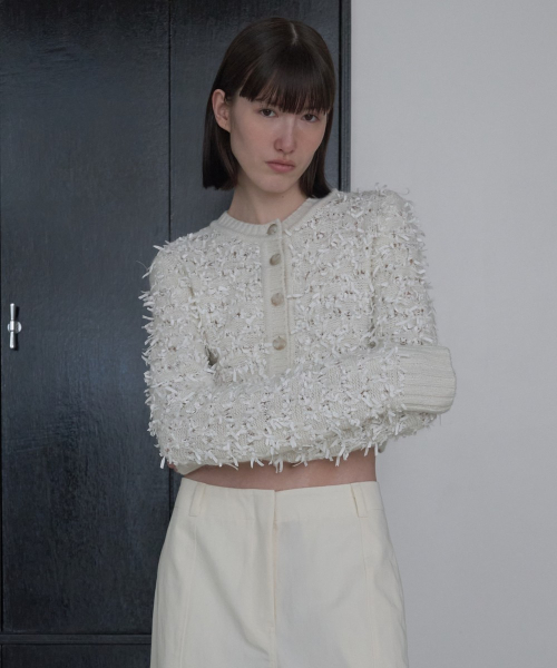 Ribbon yarn Cardigan [IVORY]