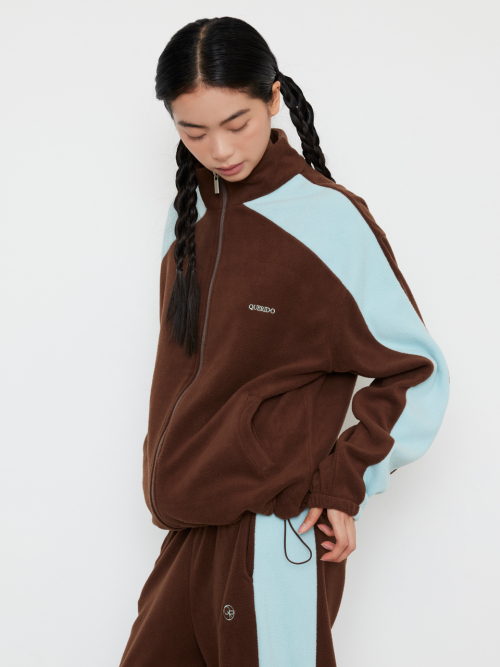 Fleece Zip-upJacket Brown