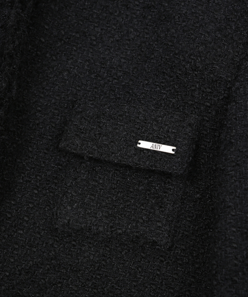VINTAGE BUTTON TWEED JACKET BLACK