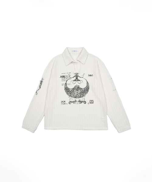 LACE KNIT GRAPHIC T-SHIRTS IVORY