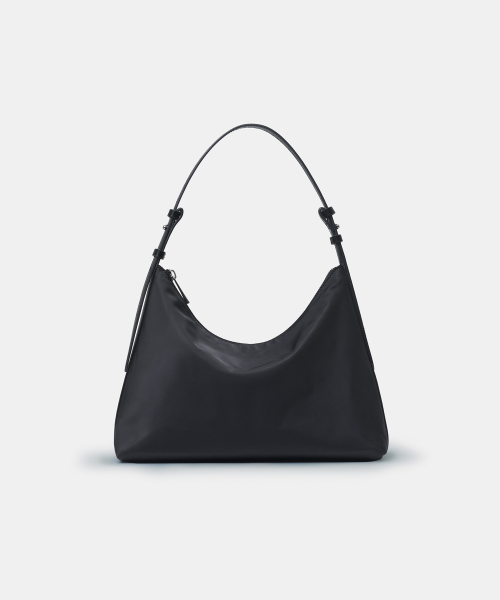 WOMENS NYLON HOBO BAG [BLACK]