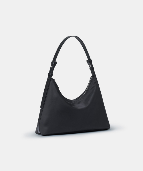 WOMENS NYLON HOBO BAG [BLACK]