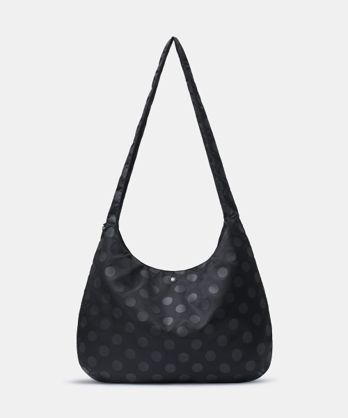 WOMENS POLKA DOT HOBO CROSS BAG [BLACK]