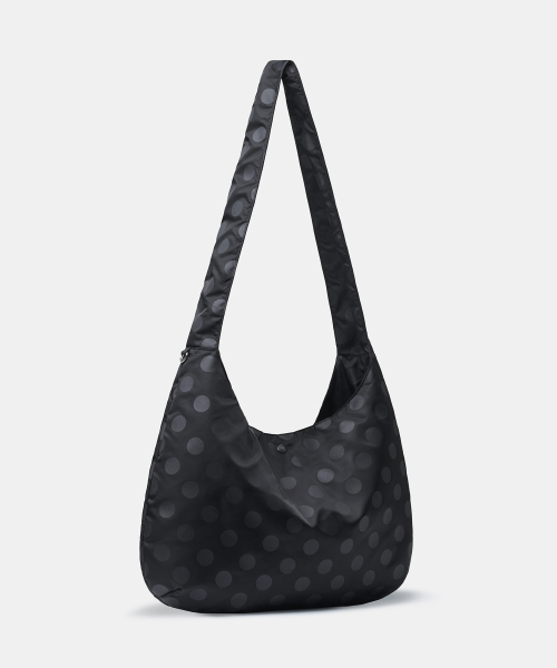 WOMENS POLKA DOT HOBO CROSS BAG [BLACK]