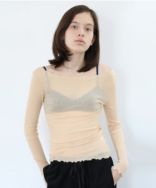 Прозрачный лонгслив с рюшами [Ivory]
