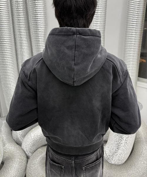 FORCE WASHED HOODIE ZIP-UP BK