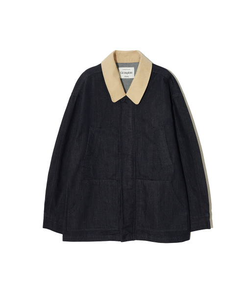 Non-Pade Denim Field half Jacket_Navy