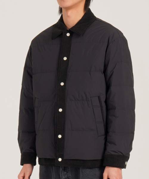 [Duck Down 80/20] Вельветовая куртка с воротником semi-crop (Black)