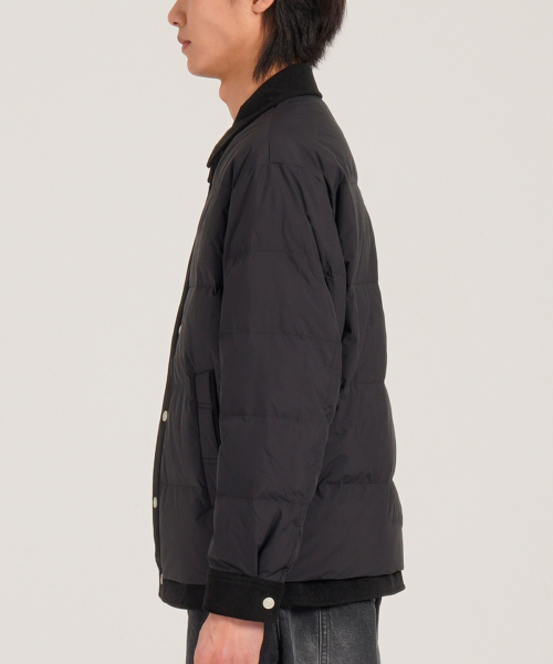 [Duck Down 80/20] Вельветовая куртка с воротником semi-crop (Black)