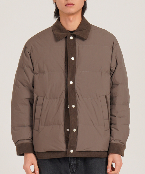 Полукроп куртка из вельвета с пухом 80/20 (Brown)