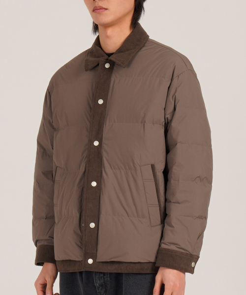 Полукроп куртка из вельвета с пухом 80/20 (Brown)