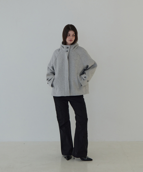 Шерстяное пальто с капюшоном, Light Grey