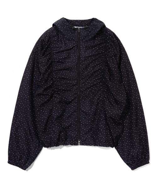 STAR PATTERN HOODED WIND BREAKER_BLACK
