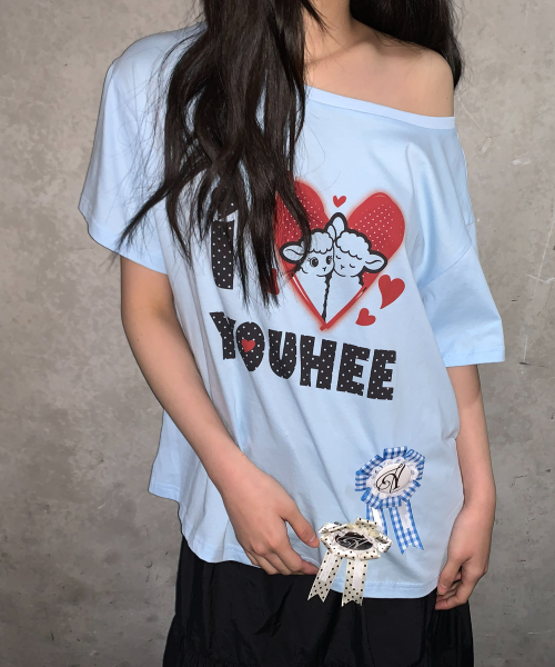 I LOVE OFF-SHOULDER T-SHIRTS_LIGHT BLUE