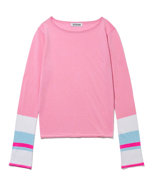 COLOR BLOCKED LONG SLEEVE KNIT_PINK