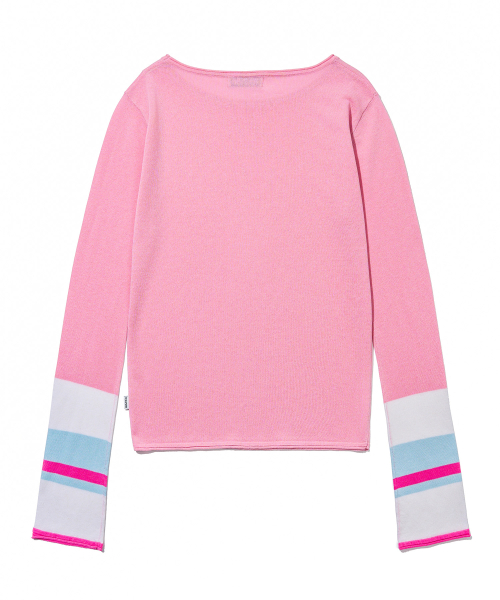 COLOR BLOCKED LONG SLEEVE KNIT_PINK