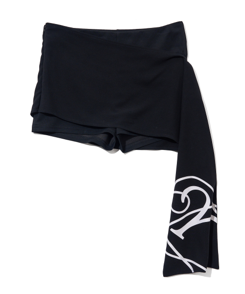 SLOGAN SKIRT PANTS_BLACK