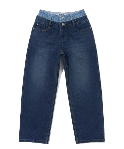 LAYERED STRING DENIM PANTS_INDIGO