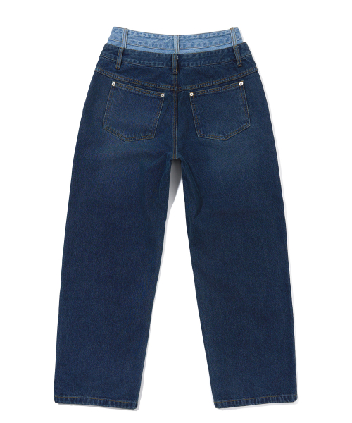 LAYERED STRING DENIM PANTS_INDIGO