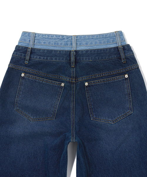 LAYERED STRING DENIM PANTS_INDIGO