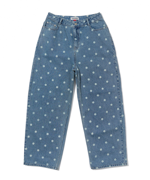 DOT PATTERN WIDE DENIM PANTS_LIGHT BLUE