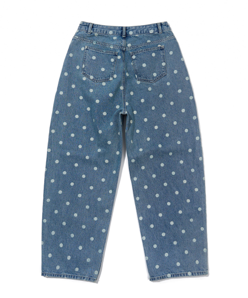 DOT PATTERN WIDE DENIM PANTS_LIGHT BLUE