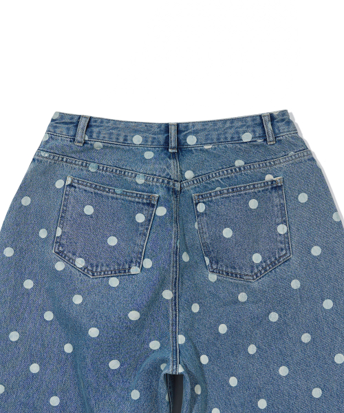 DOT PATTERN WIDE DENIM PANTS_LIGHT BLUE