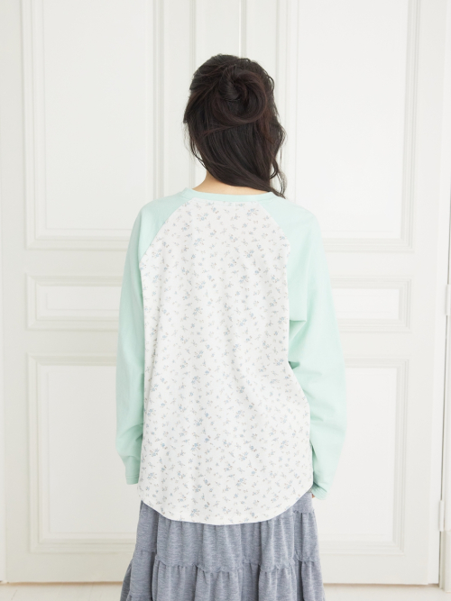 Sleep Well T-shirt Mint & Blue Flower