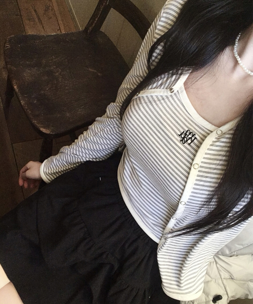 STRIPE CONTRAST CARDIGAN [4color]