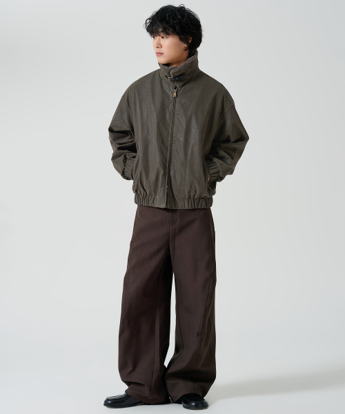 Faux Fur Collar Mustang Jacket - Khaki thumbnail 3