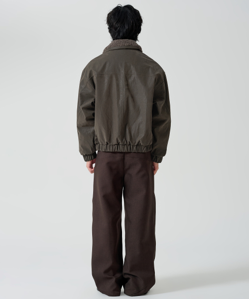 Faux Fur Collar Mustang Jacket - Khaki thumbnail 4
