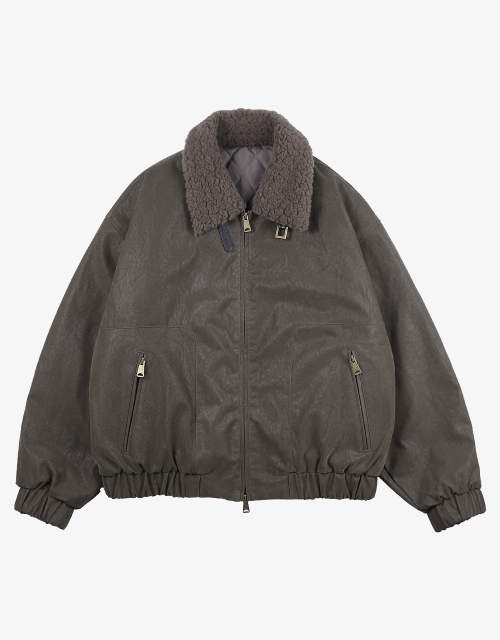 Faux Fur Collar Mustang Jacket - Khaki thumbnail 5