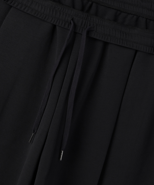 DOUBLE KNIT ONE TUCK WIDE LOUNGE SWEAT PANTS [BLACK]