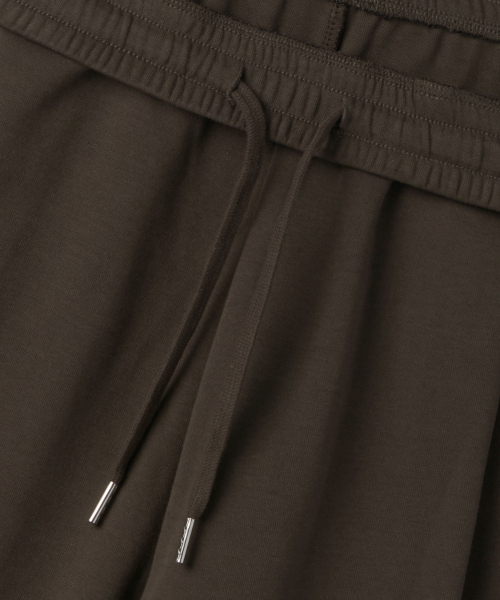 DOUBLE KNIT ONE TUCK WIDE LOUNGE SWEAT PANTS [BROWN]
