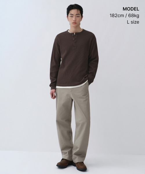MUSINSA公式 | MUSINSA STANDARD ワッフルヘンリーネック長袖Tシャツ